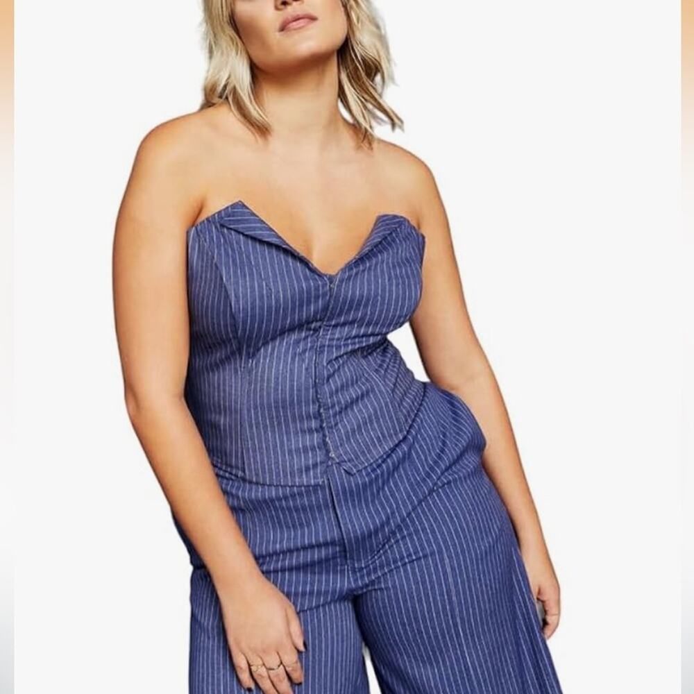 NEW Royalty by Maluma Macy’s Pinstripe Bustier Top - Size 18 - Picture 3 of 10